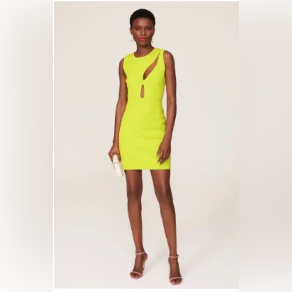 ESTEBAN CORTAZAR yellow/green cutout mini dress size medium